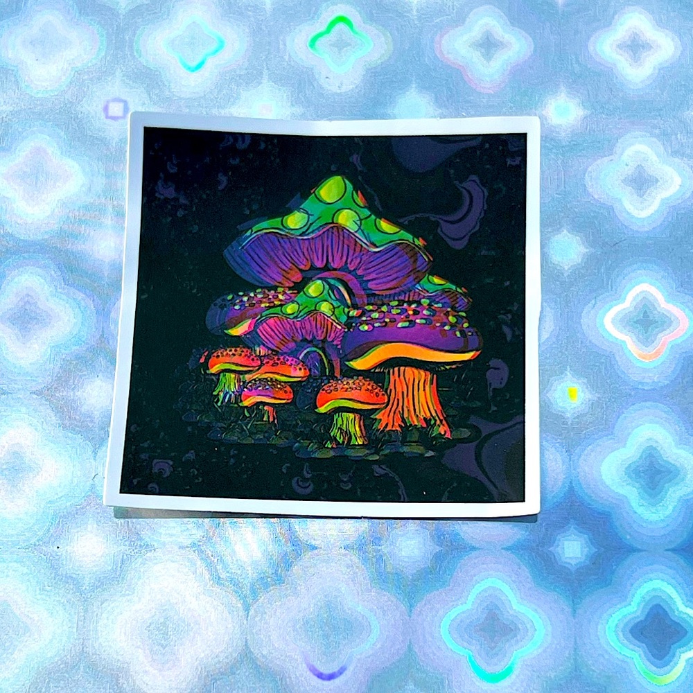Blurry Magic Mushroom Shrooms Nature Art Accent Decor Single Waterproof Sticker